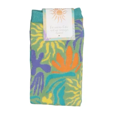 Socks (Green, Multicolored) Cotton, Recycled polyester