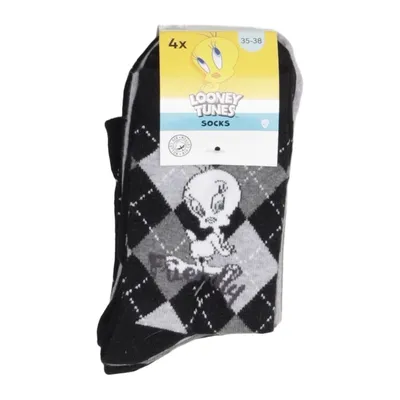 Chaussettes (Noir, Gris) de Looney Tunes Coton, Élasthane, Polyamide