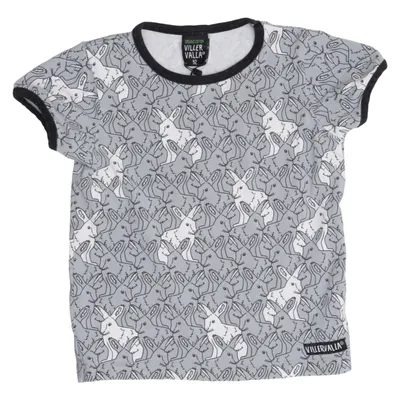 T-shirt (Grijs, Wit) van Villervalla Elastaan, Organisch katoen