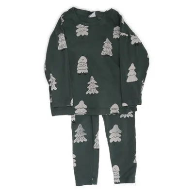 Pyjamasz (Grøn, Hvid) fra Lindex Kids Bomuld, Uld
