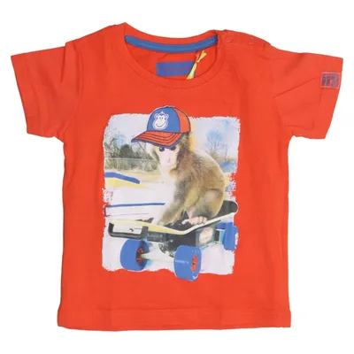 T-shirt (Orange, Multicolored) from Tricky Tracks Cotton