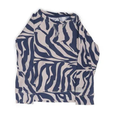 T-shirt à manches longues (Bleu, Beige) de Frank & Poppy Élasthane, Coton biologique