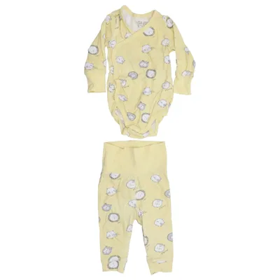 Set (Geel, Meerkleurig) van Lindex Newborn Katoen, Elastaan