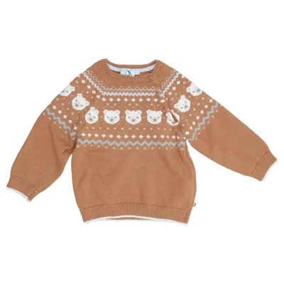 Sweater (Brown, White, Blue) from Okaïdi Cotton, Polyamide, Wool