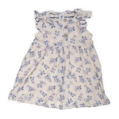 Jurk (Beige, Blauw, Meerkleurig) van Disney x Polarn O. Pyret Elastaan, Organisch katoen