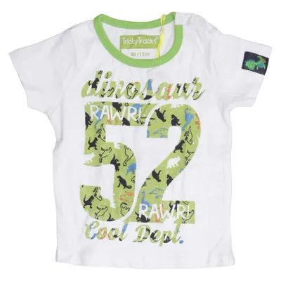 T-shirt (White, Green, Multicolored) from Tricky Tracks Cotton