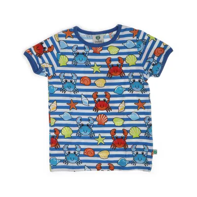 T-shirt (Blue, White, Multicolored) from Småfolk Elastane, Organic cotton