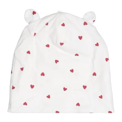 Beanie (Wit, Rood) van Lindex Newborn Katoen, Elastaan