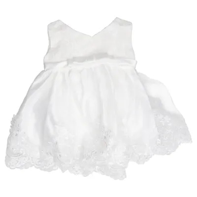 Robe de fille de fleur (Blanc) Coton, Polyester