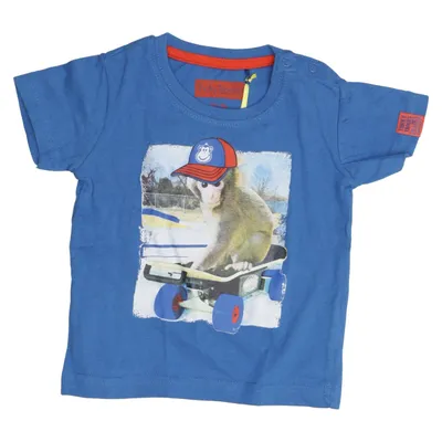 T-shirt (Blue, Multicolored) from Tricky Tracks Cotton