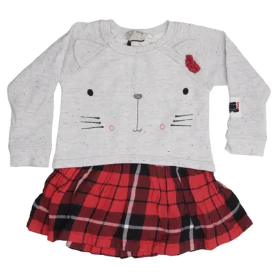 Jurk (Grijs, Rood, Meerkleurig) van I Love Next Katoen, Metallvezel, Polyester