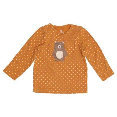 Langærmet t-shirt (Brun, Hvid) fra Topomini Bomuld, Elastan