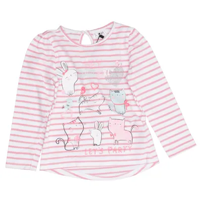 Long sleeve T-shirt (White, Pink) from Baby Cotton