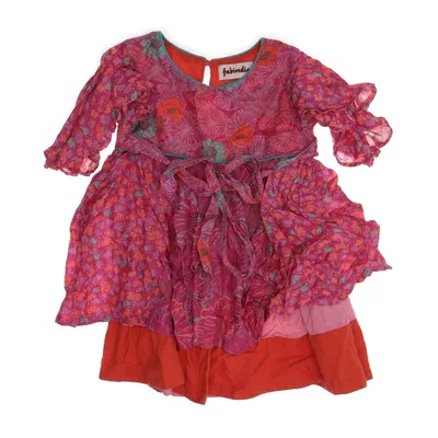 Klänning (Rosa, Röd, Flerfärgad) från Fabindia Bomull, Kupro, Lyocell