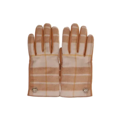Gloves (Brown) from Coach Polyamide, Leather, Wool, Viscose