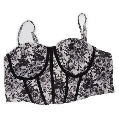 Bustier (Svart, Vit, Flerfärgad) från Shein Curve Elastan, Polyester