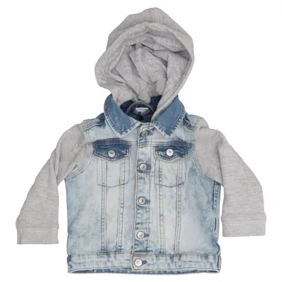 Veste en jean (Bleu, Gris) de H&M Coton, Élasthane, Viscose