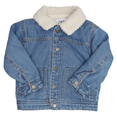 Veste en jeans fourrée (Bleu) de Zara