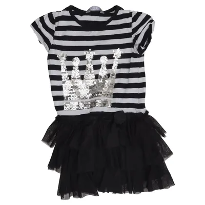 Dress (Black, White) from Kids by Lindex Cotton, Elastane, Polyester