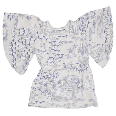 Jurk (Beige, Blauw) van Mini Rodini Elastaan, Organisch katoen