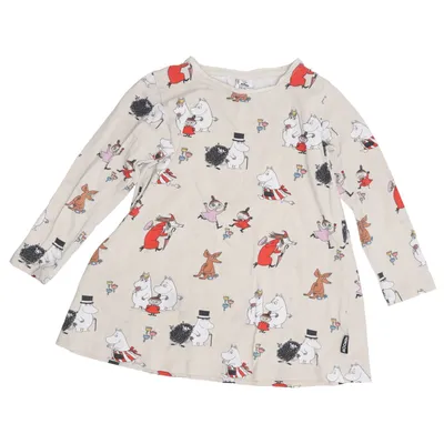 Kjole (Beige, Flerfarvet) fra Moomin by Lindex Bomuld, Elastan