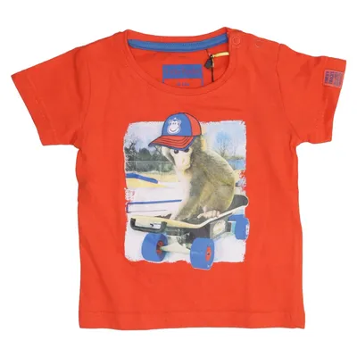T-shirt (Orange, Multicolored) from Tricky Tracks Cotton