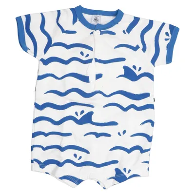 Barboteuse (Blanc, Bleu) de Petit Bateau Coton