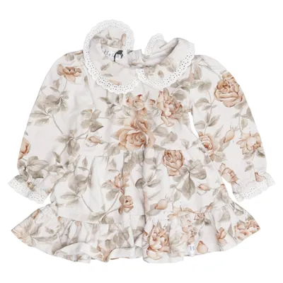 Jurk (Beige, Bruin) van Helen Katoen, Elastaan