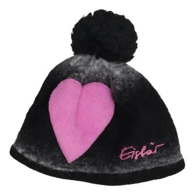 Bommelmütze (Schwarz, Grau, Pink) von Eisbär Acryl, Merinowolle, Polyester