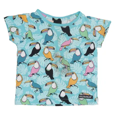T-shirt (Blå, Flerfärgad) från Villervalla Elastan, Ekologisk bomull