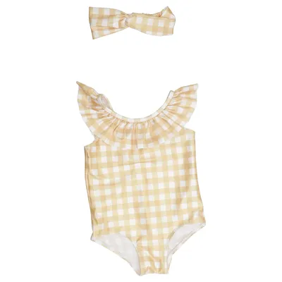 Maillot de bain une pièce (Jaune, Blanc) de H&M Élasthane, Polyester