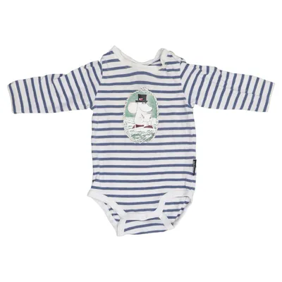 Body (Bleu, Blanc) de Moomin by Lindex Élasthane, Coton biologique