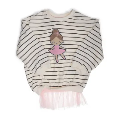 Sweatshirt (Hvid, Pink) fra Baby Bomuld, Polyester