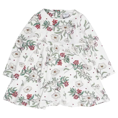 Dress (White, Multicolored) from Polarn O. Pyret Elastane, Organic cotton