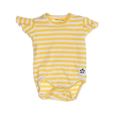 Body (Gul, Vit) från Mini Rodini Elastan, Ekologisk bomull