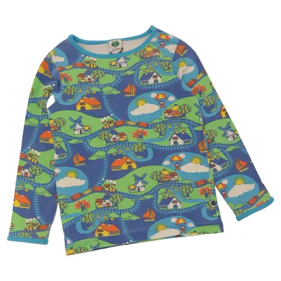Langarmshirt (Blau, Grün, Mehrfarbig) von Småfolk Baumwolle, Elasthan, Modal