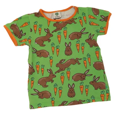 T-shirt (Groen, Meerkleurig) van Småfolk Elastaan, Organisch katoen