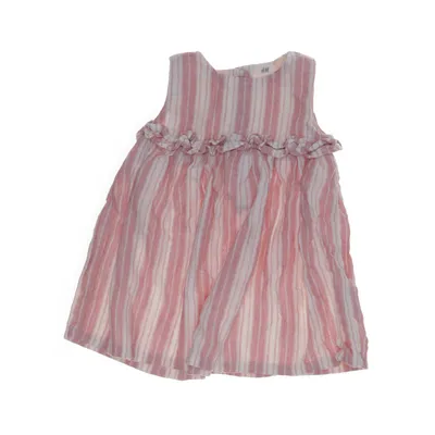 Kjole (Pink, Hvid) fra H&M Bomuld, Linned, Viscose