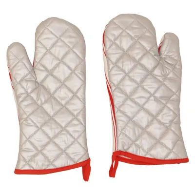 Oven mitts (Red, White, Silver) from Crofton Cotton, Polyester