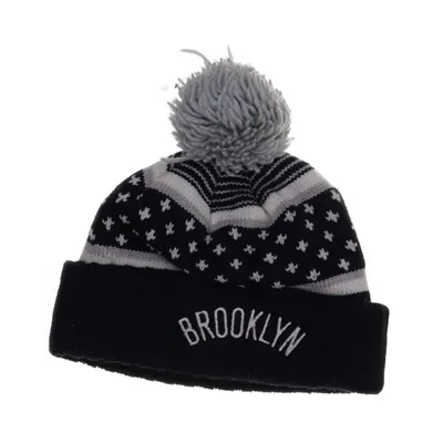 Bonnet à pompon (Noir, Blanc) de Mitchell & Ness Acrylique