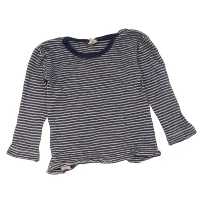 Langærmet t-shirt (Blå, Hvid) fra Cosilana Silke, Uld