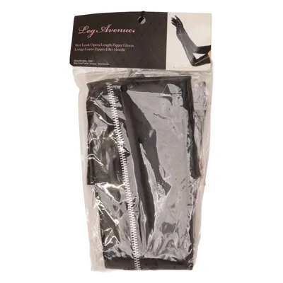 Opernhandschuhe (Wet Look Opera Length Zipper Gloves) von Leg Avenue