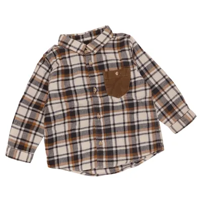 Flannel shirt (White, Blue, Brown) from Zara Baby Cotton, Linen