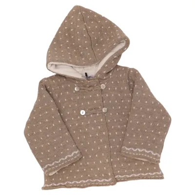 Jacket (Beige, White) from Dulces Acrylic, Polyester