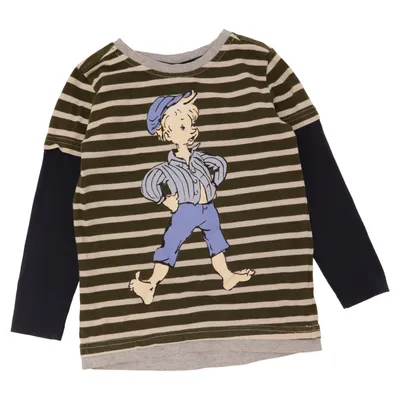Langarmshirt (Grün, Blau, Grau) von Emil i Lönneberga Elasthan, Bio-Baumwolle