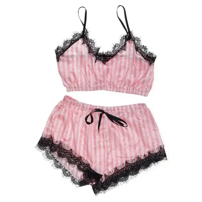 Pyjamas (Rosa, Vit, Svart) från Shein Elastan, Polyamid