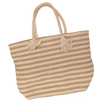 Strandtaske (Beige, Hvid)