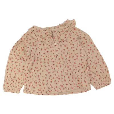Blouse (Beige, Red) from Zara Cotton