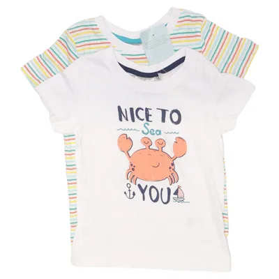 T-shirt (White, Multicolored) from Impidimpi Cotton