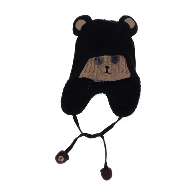 Trapperhatt (Svart, Beige) från Teddy Fresh Akryl, Bomull